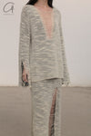 SWAYING/KNIT V-neck floating jumper SW23AW1T47 off-white